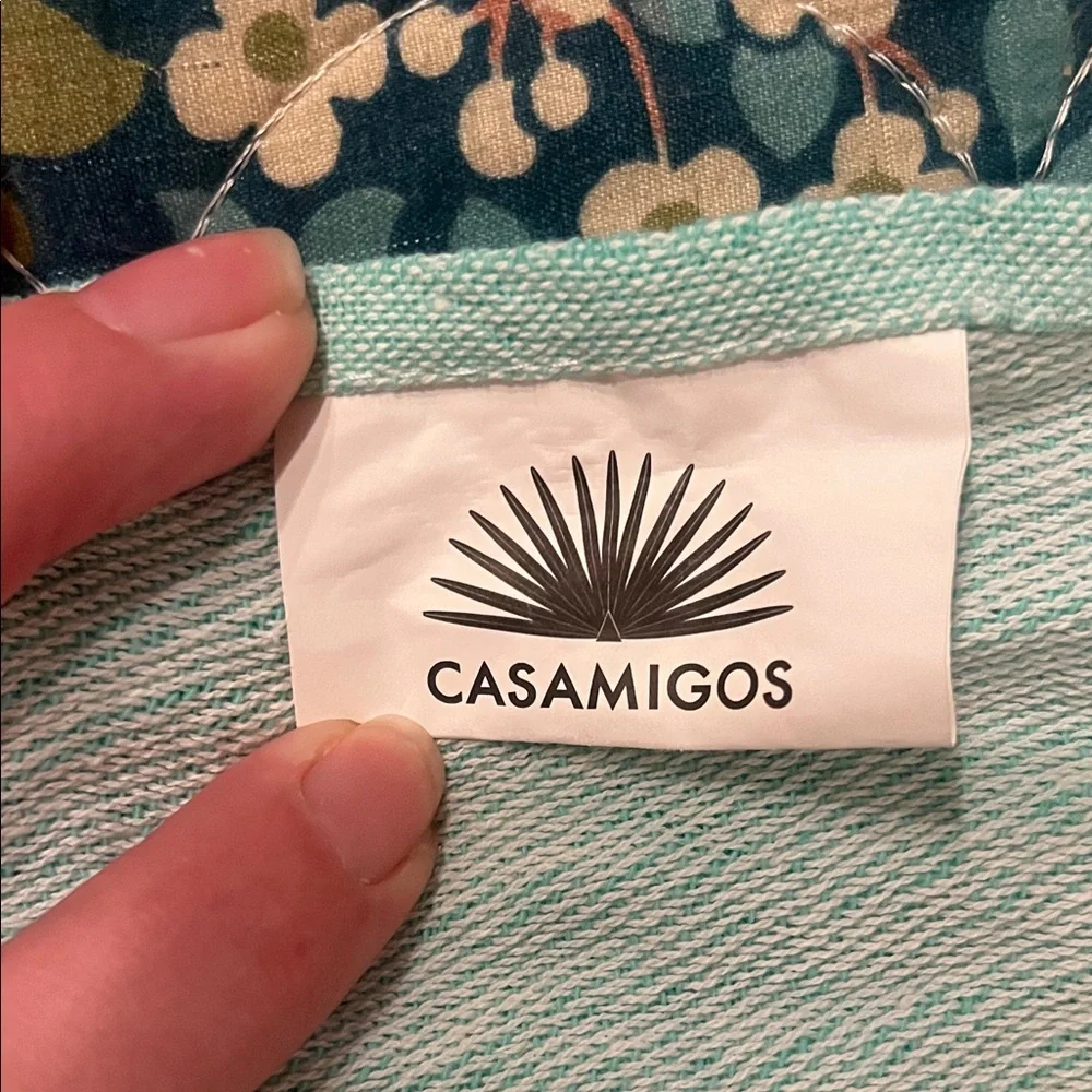 Casamigos Aqua Striped Towel with Tassels